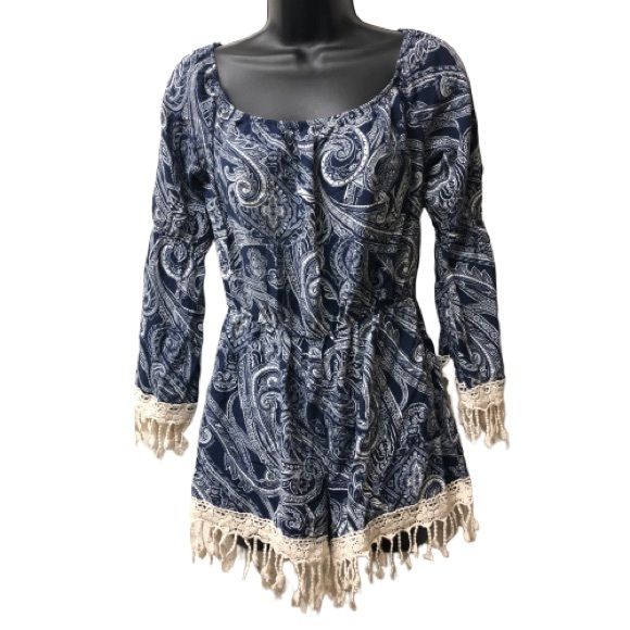 See You Monday Pants - See You Monday Paisley Fringe Romper